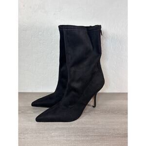 Marc Fisher Breezy Velvet Suede Stiletto Heel Boots Womens 7.5 Back Zipper Black
